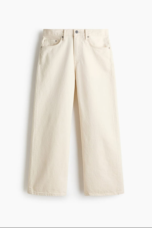 RENVOX Off-White Wide Leg Jeans – Premium Straight Fit Denim