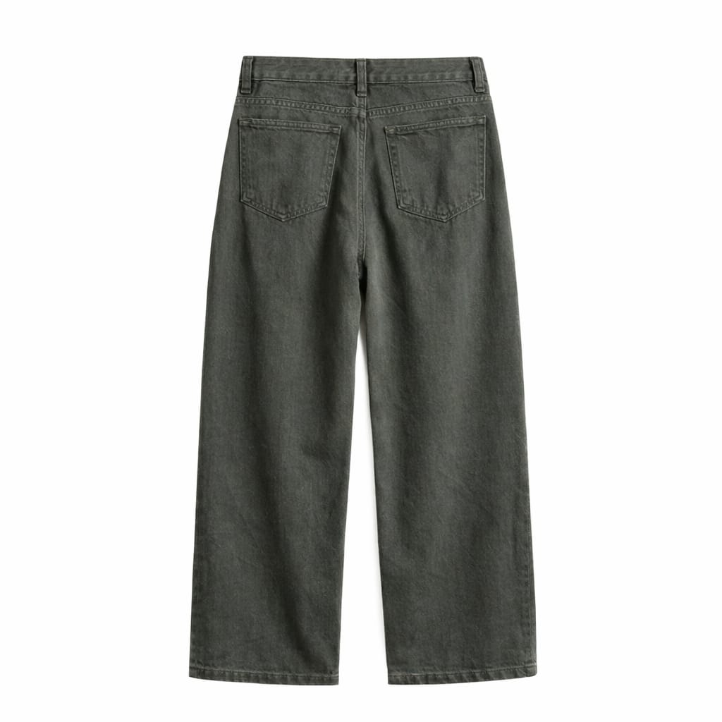 RENVOX Charcoal Wide Leg Jeans – Premium Washed Straight Fit Denim