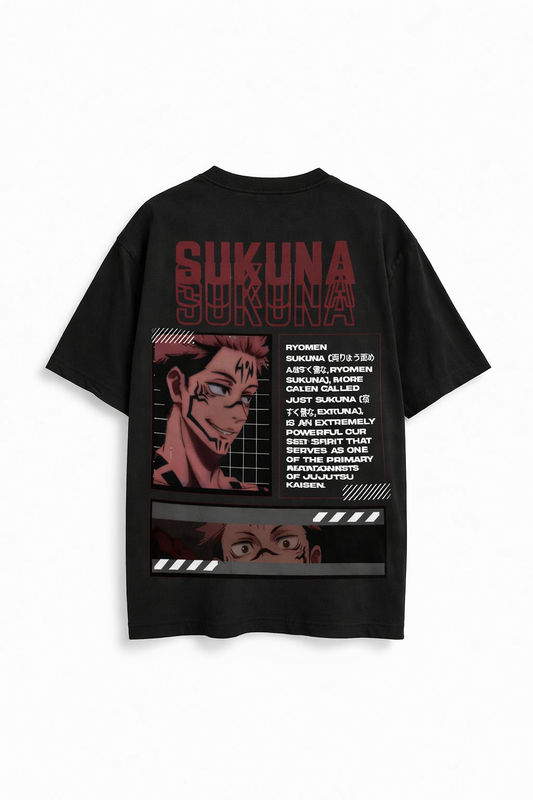 Ryomen Sukuna Anime Oversized T-Shirt – Black